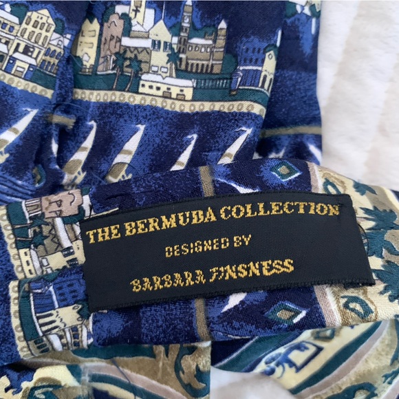 Silk Italian Nautical Themed Blue Tan Silk Tie - Picture 9 of 12